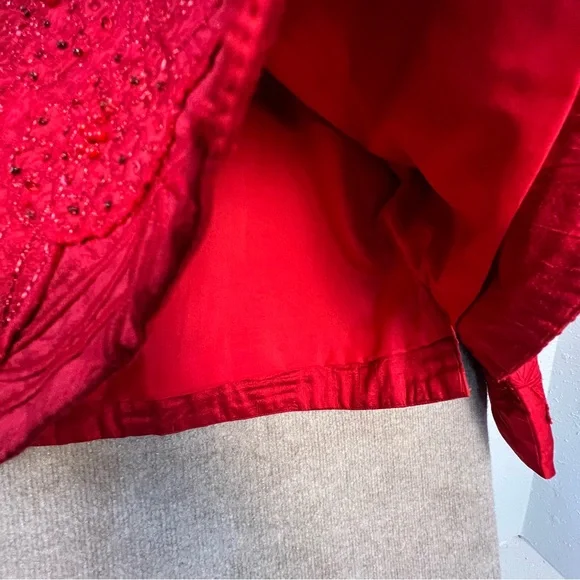Anage Silk Red Embroidered Dress Jacket Women’s Size XL - Picture 4 of 14